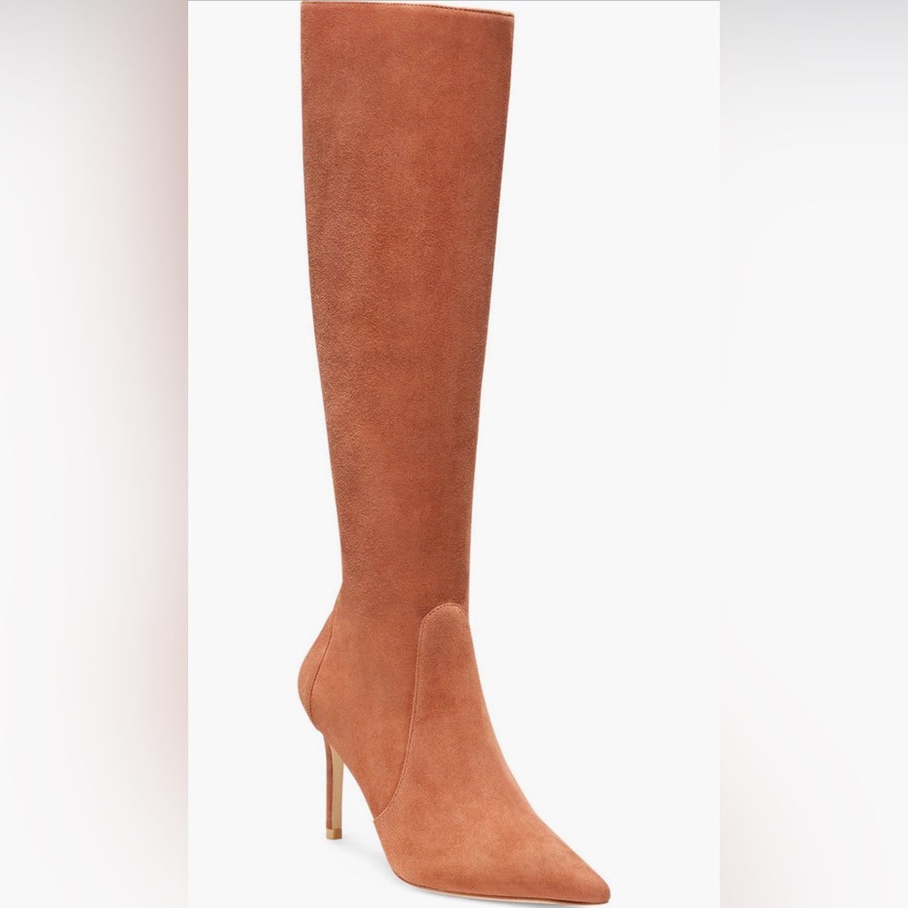 Stuart Weitzman 85 Knee High Pointed Toe Zip Boot,Used, Sz 7.5, Color Capuccino